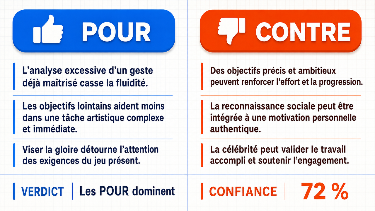AI Debate Infographic: L'attachement excessif à un objectif, comme la célébrité musicale, nuit à…