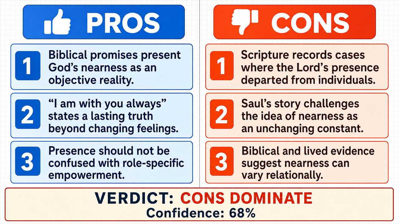 AI Debate Infographic: God's nearness to individuals is founded on biblical truth and is not…
