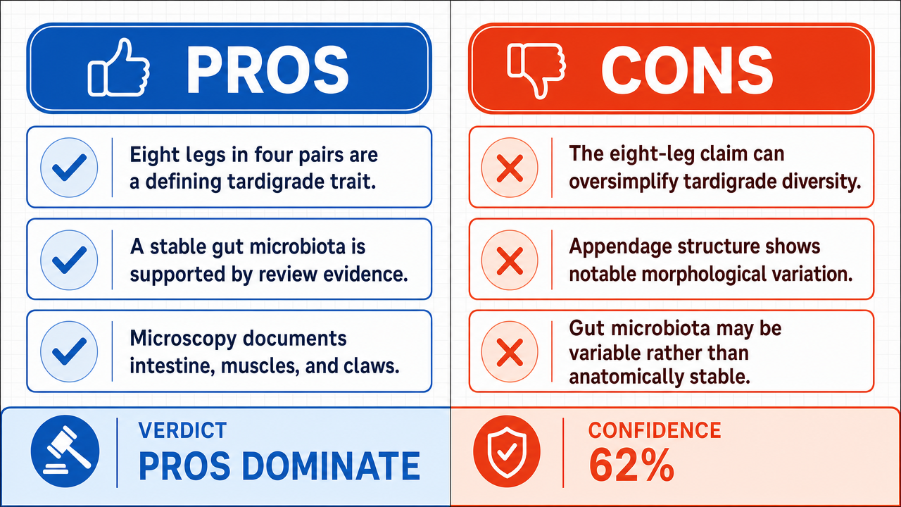 AI Debate Infographic: Le tardigrade terrestre possède huit pattes, organisées en quatre paires…