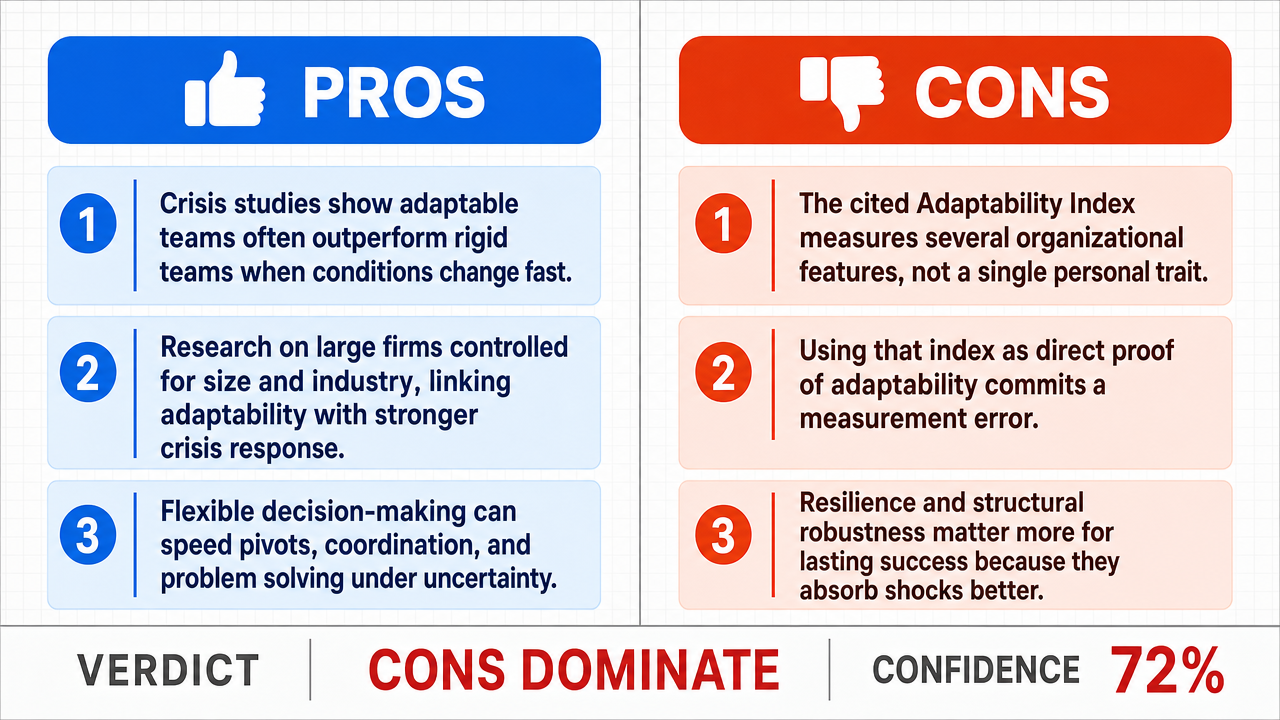 AI Debate Infographic: Adaptability is the most crucial trait for success when unforeseen problems…