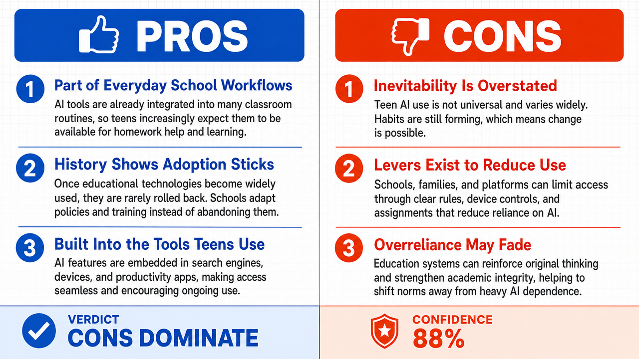 AI Debate Infographic: Is the widespread use of generative AI by teenagers for homework and…