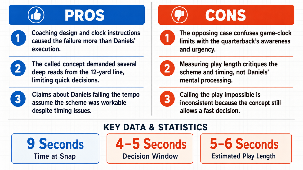 AI Debate Infographic: Jaden Daniels' lack of awareness and urgency, rather than coaching errors…