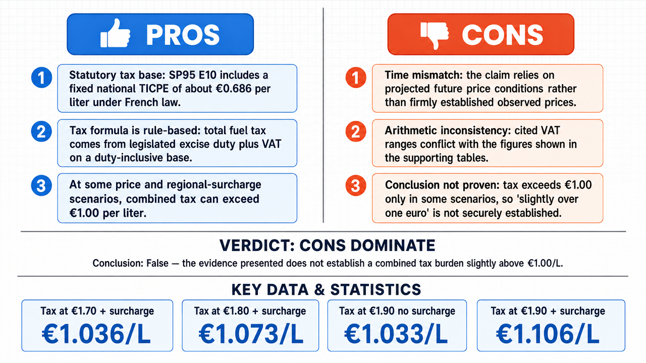 AI Debate Infographic: The total tax burden (excise tax and VAT) on SP95 E10 fuel in France is, as…