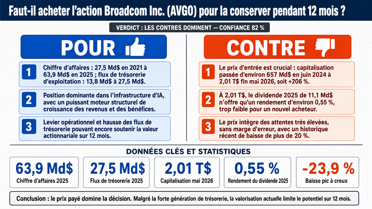 AI Debate Infographic: Should you invest in AVGO for a 12-month investment?