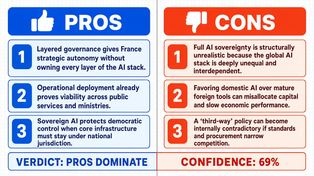 AI Debate Infographic: Should France prioritize investing in sovereign artificial intelligence…
