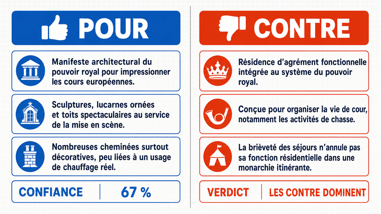 AI Debate Infographic: Le château de Chambord, par sa démesure et sa fonction, était…