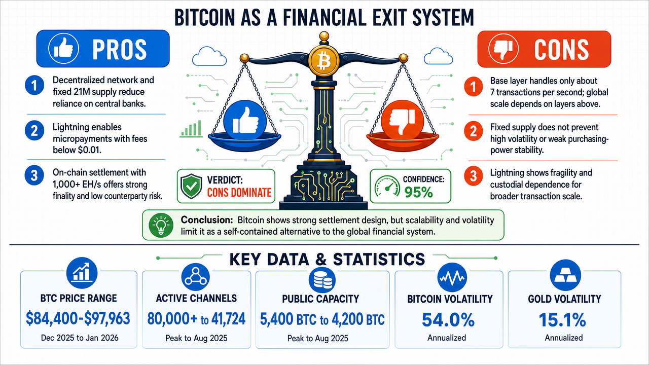 AI Debate Infographic: Does Bitcoin function as a viable, self-contained exit from the traditional…