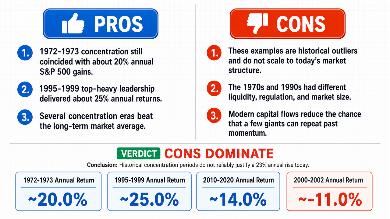 AI Debate Infographic: The concentration of a few dominant companies in the S&P 500 typically…