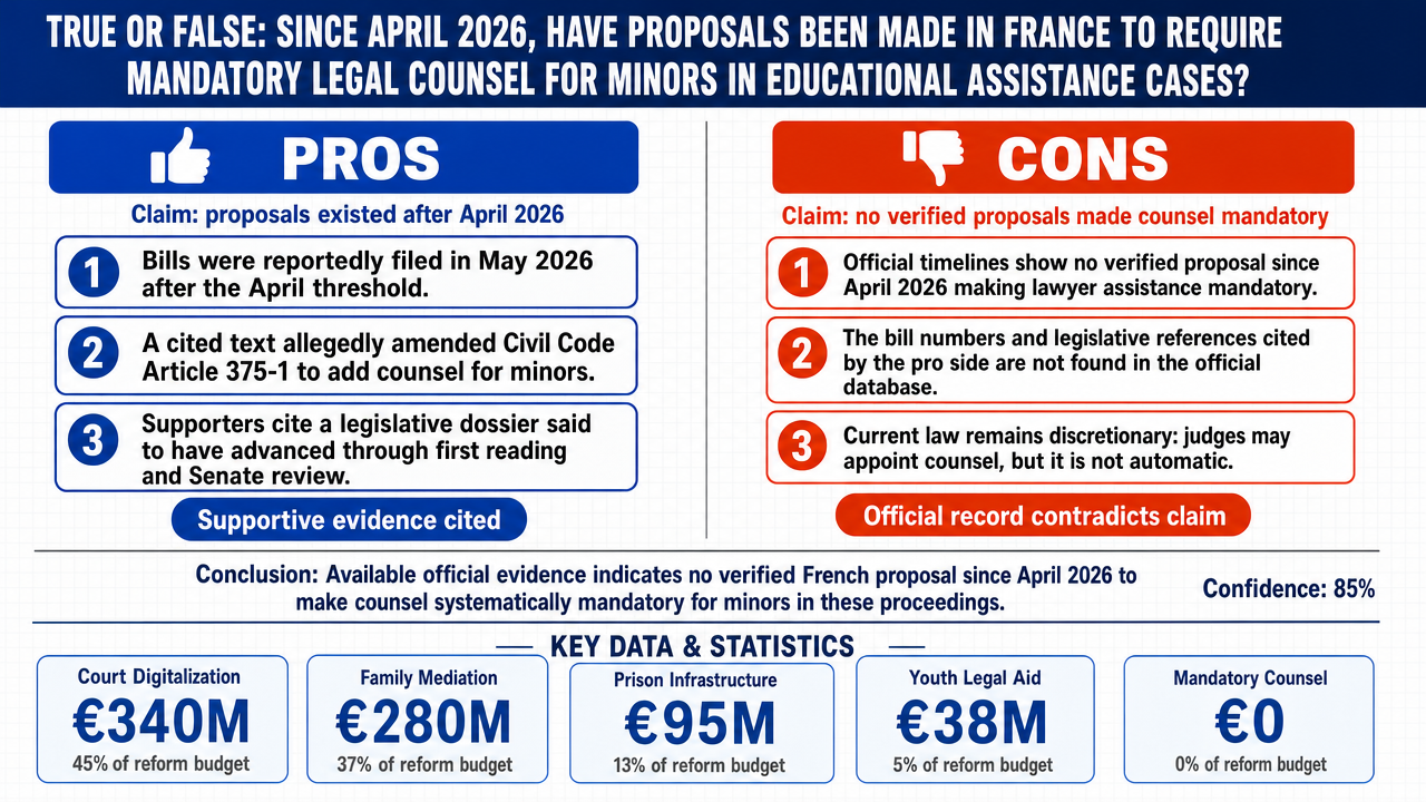 AI Debate Infographic: Vrai ou Faux : Des propositions depuis avril 2026 suggèrent de rendre…