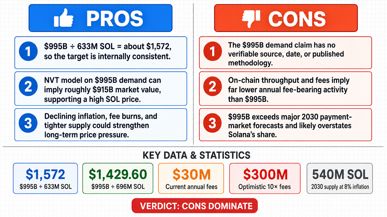 AI Debate Infographic: The implied price of SOL will reach $1570 by 2030 based on projected…