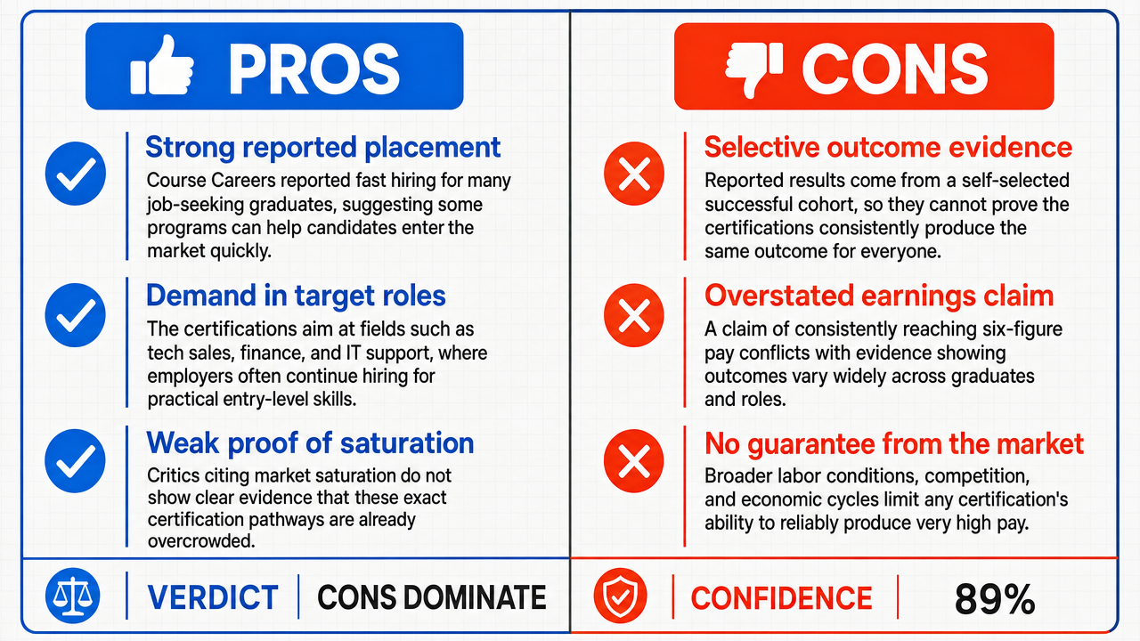 AI Debate Infographic: Course Careers Certifications consistently lead to six-figure careers or…