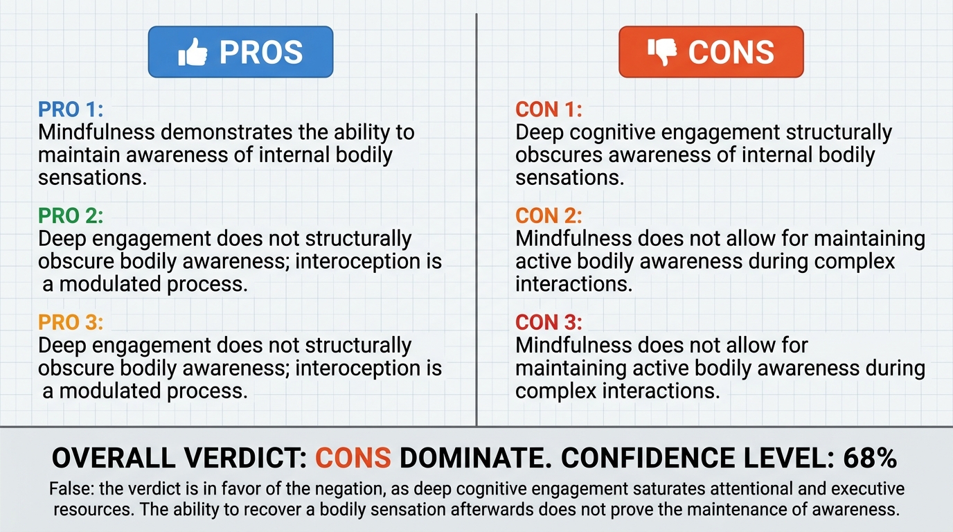 AI Debate Infographic: Il est possible de maintenir une conscience du corps intérieur ou une…