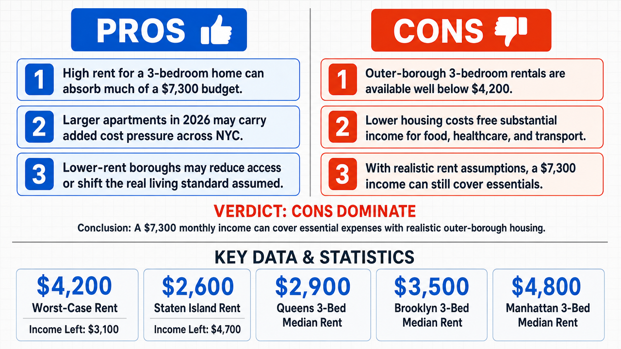 AI Debate Infographic: A monthly income of $7,300 will be insufficient to cover essential expenses…