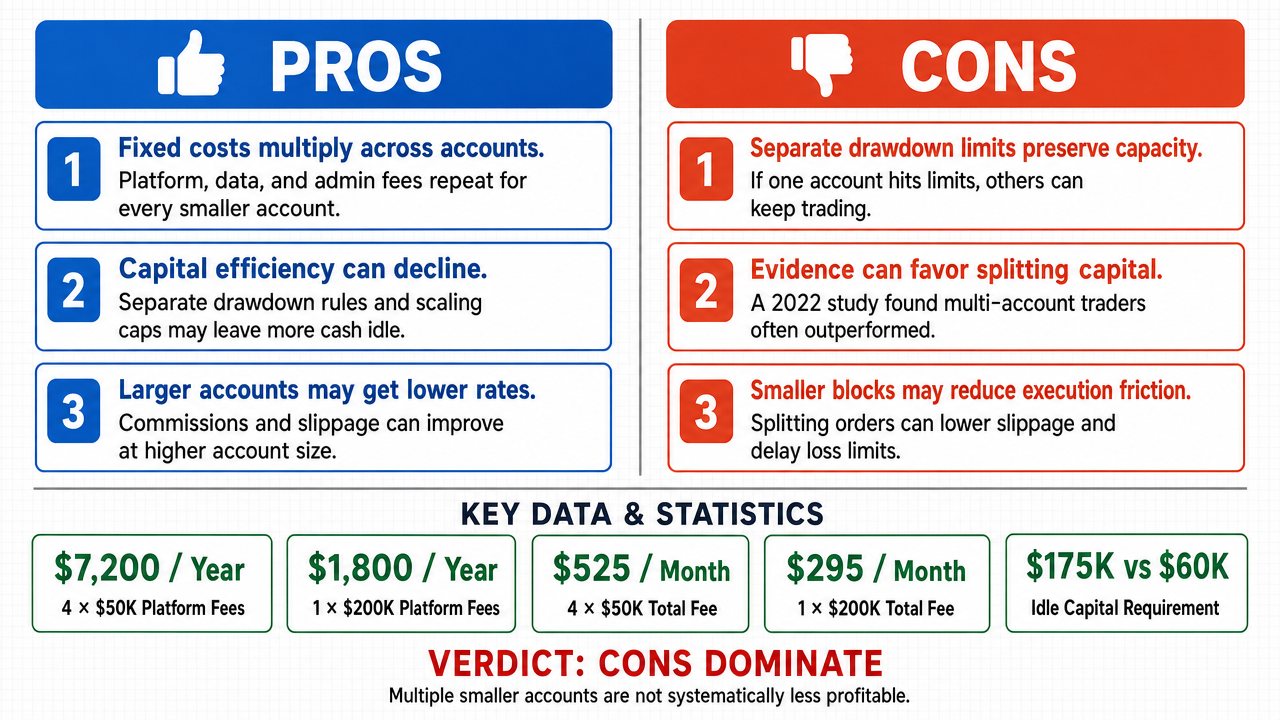AI Debate Infographic: Using multiple smaller proprietary trading firm accounts with the same…