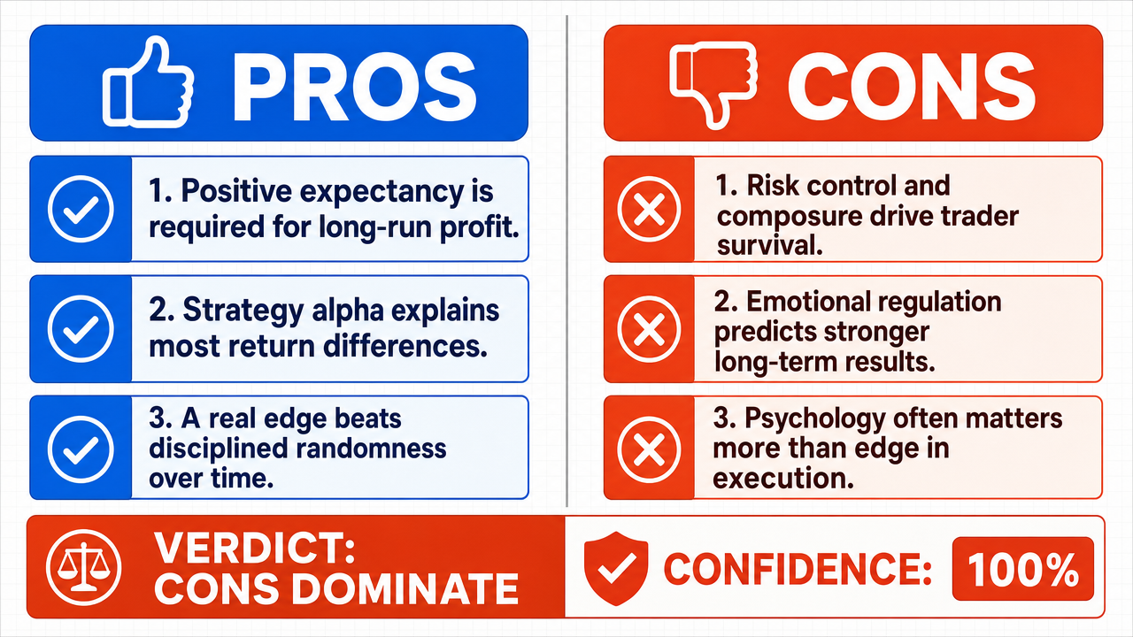 AI Debate Infographic: A strong trading edge is a more critical determinant of a trader's success…