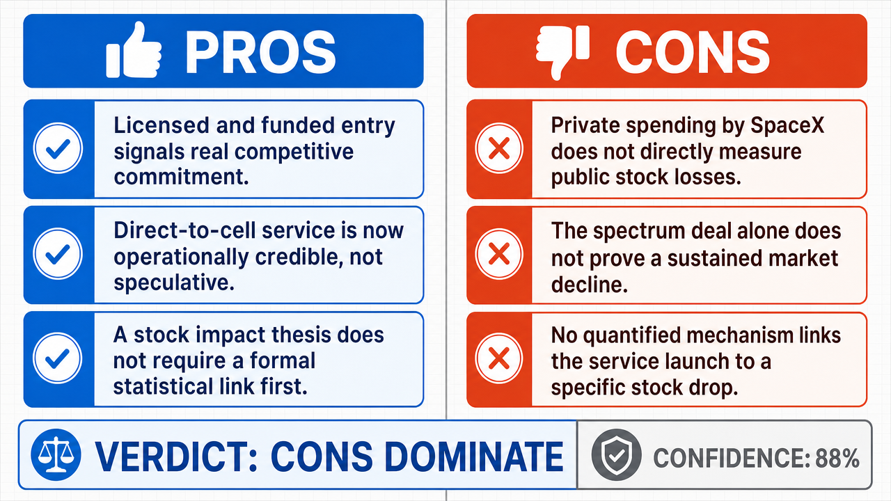 AI Debate Infographic: SpaceX's direct-to-satellite mobile phone service and use of 800 MHz…