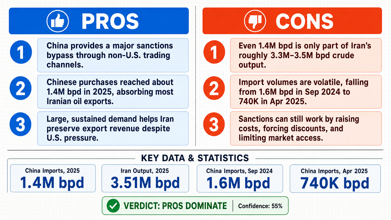 AI Debate Infographic: Do China's continued oil purchases from Iran fundamentally undermine the…