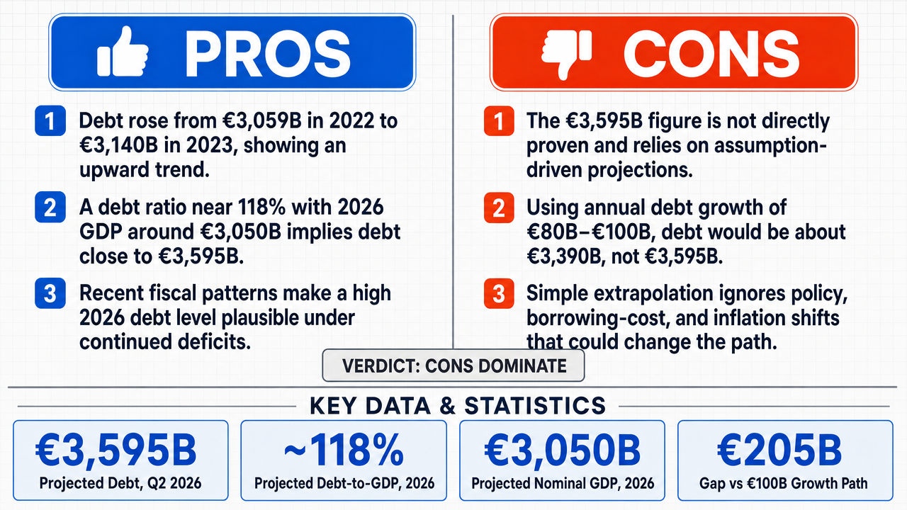AI Debate Infographic: France's public debt reached approximately €3,595 billion by the end of Q2…