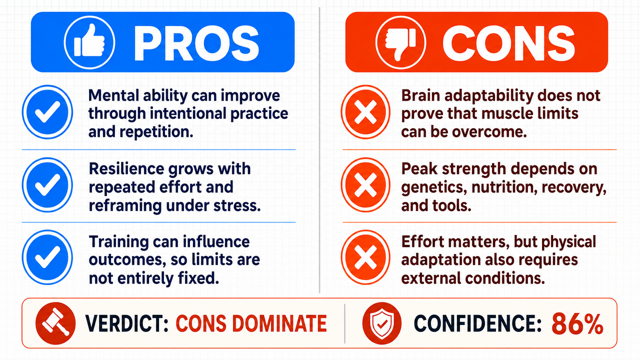 AI Debate Infographic: Achieving peak physical and mental strength requires only a shift in…