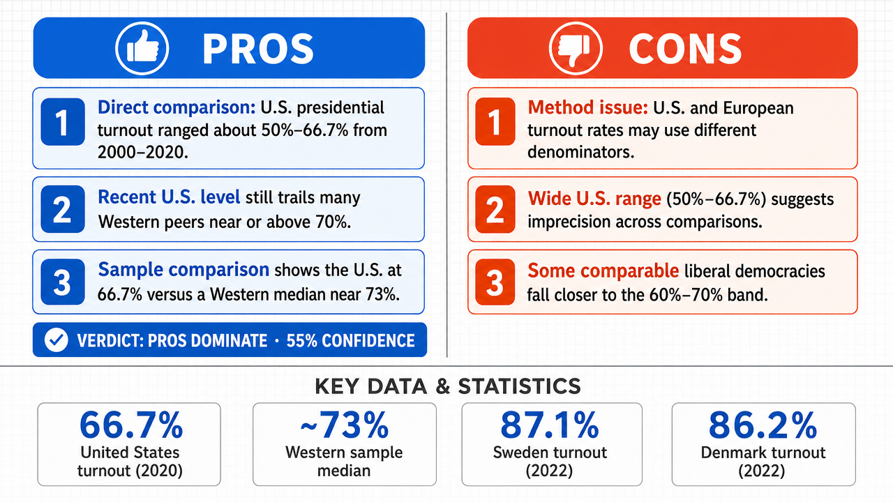 AI Debate Infographic: Les États-Unis ont un taux de participation électorale aux élections…