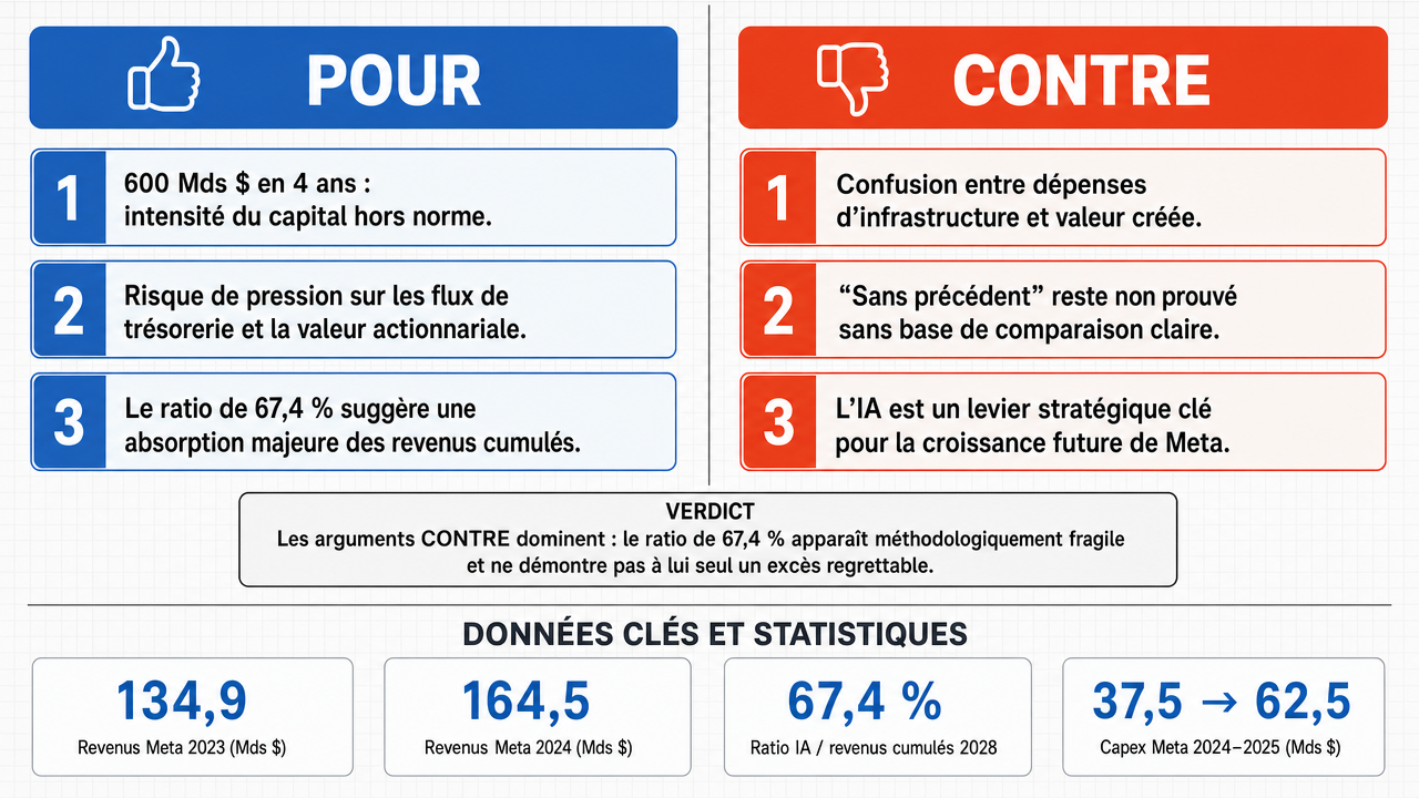 AI Debate Infographic: Les investissements de Mark Zuckerberg dans l'IA, s'élevant à 600 milliards…