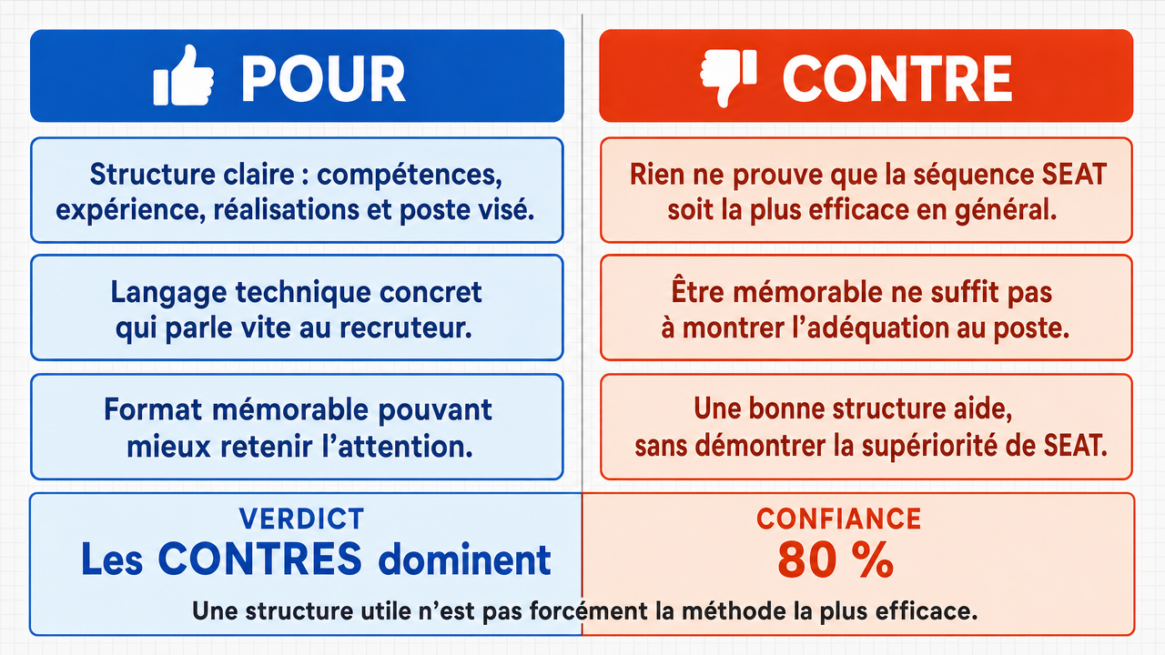 AI Debate Infographic: La méthode SEAT est l'approche la plus efficace pour structurer une réponse…