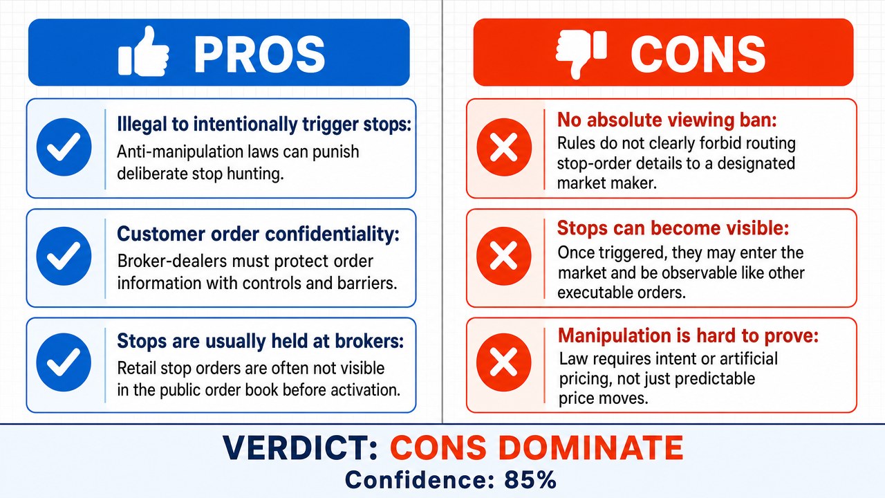 AI Debate Infographic: Market makers are legally prohibited from viewing retail traders' stop-loss…