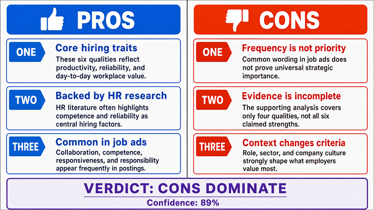 AI Debate Infographic: Les six forces identifiées par le locuteur (collaboratif, compétent…