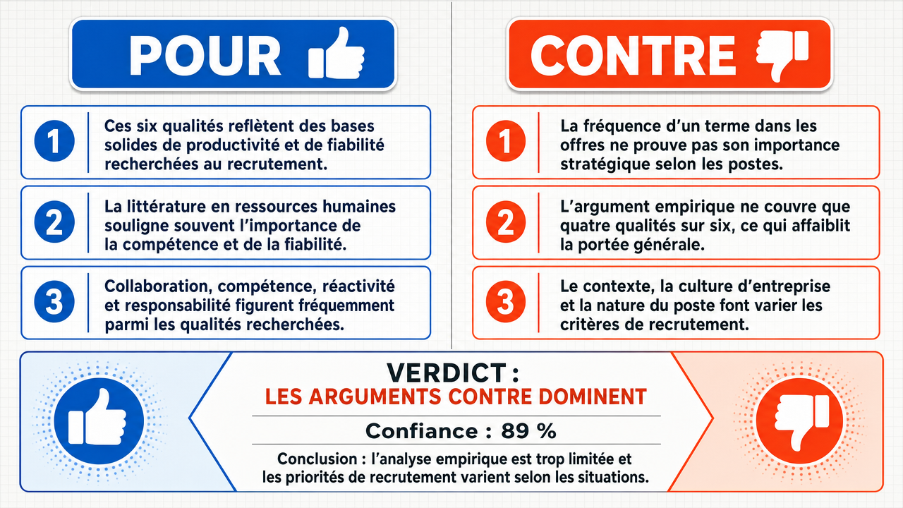 AI Debate Infographic: Les six forces identifiées par le locuteur (collaboratif, compétent…