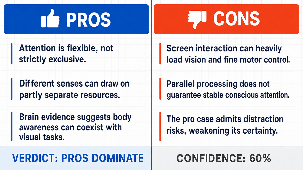 AI Debate Infographic: Il est possible de maintenir une partie de son attention dans son corps…