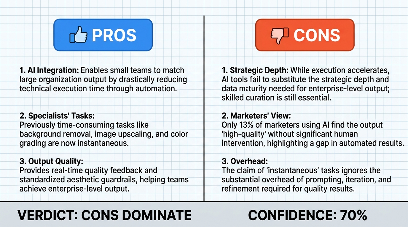 AI Debate Infographic: AI integration with office applications significantly enhances small teams'…