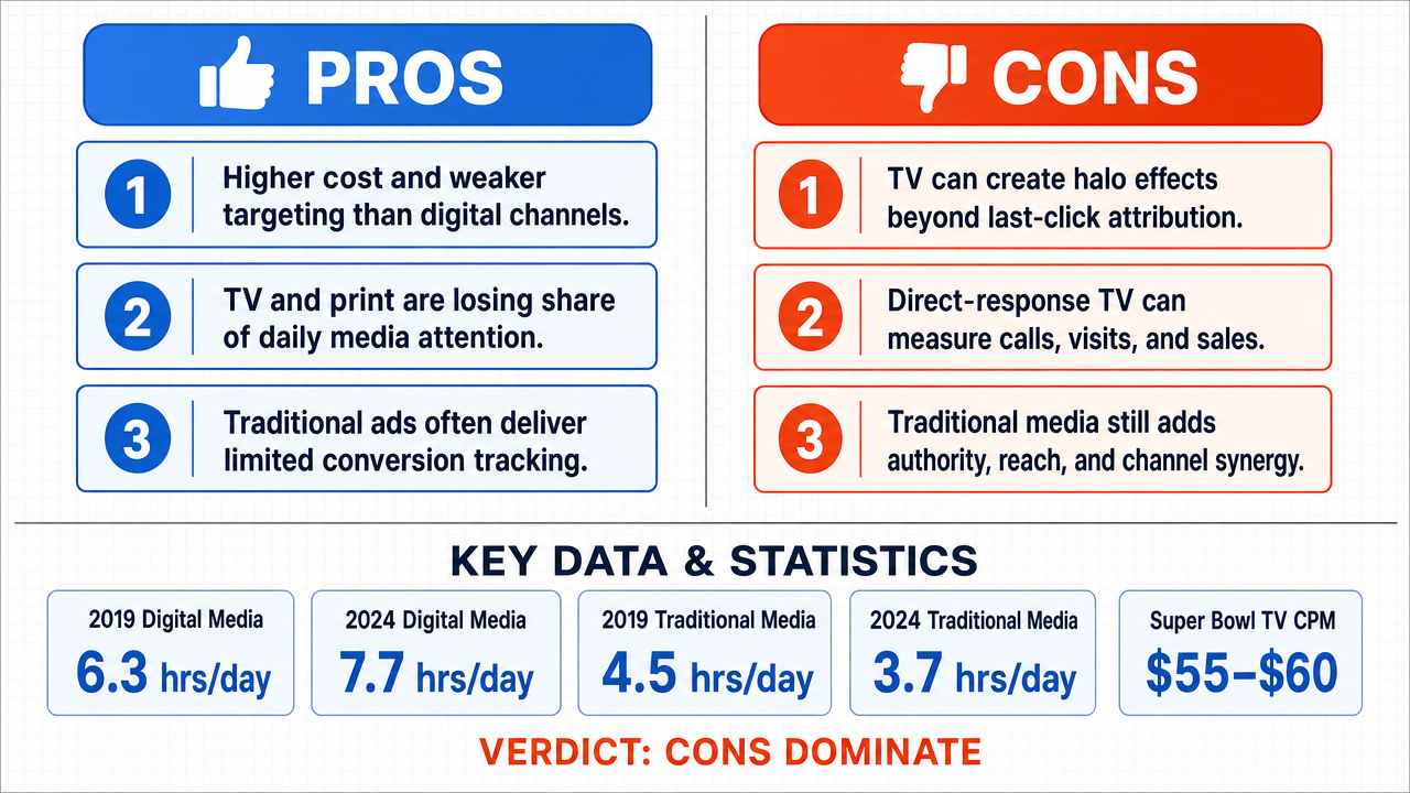 AI Debate Infographic: Traditional media outlets like radio, magazines, newspapers, and television…