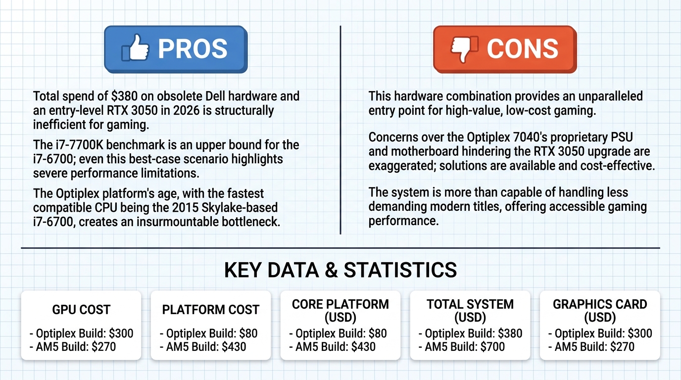 AI Debate Infographic: The combination of an $80 Dell Optiplex 7040 and a $300 RTX 3050 in 2026…