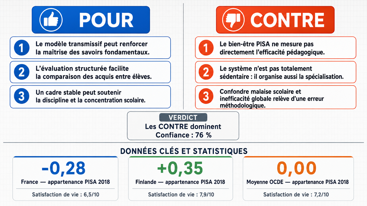 AI Debate Infographic: Le système éducatif français, tel qu'il est pratiqué au collège et au lycée…
