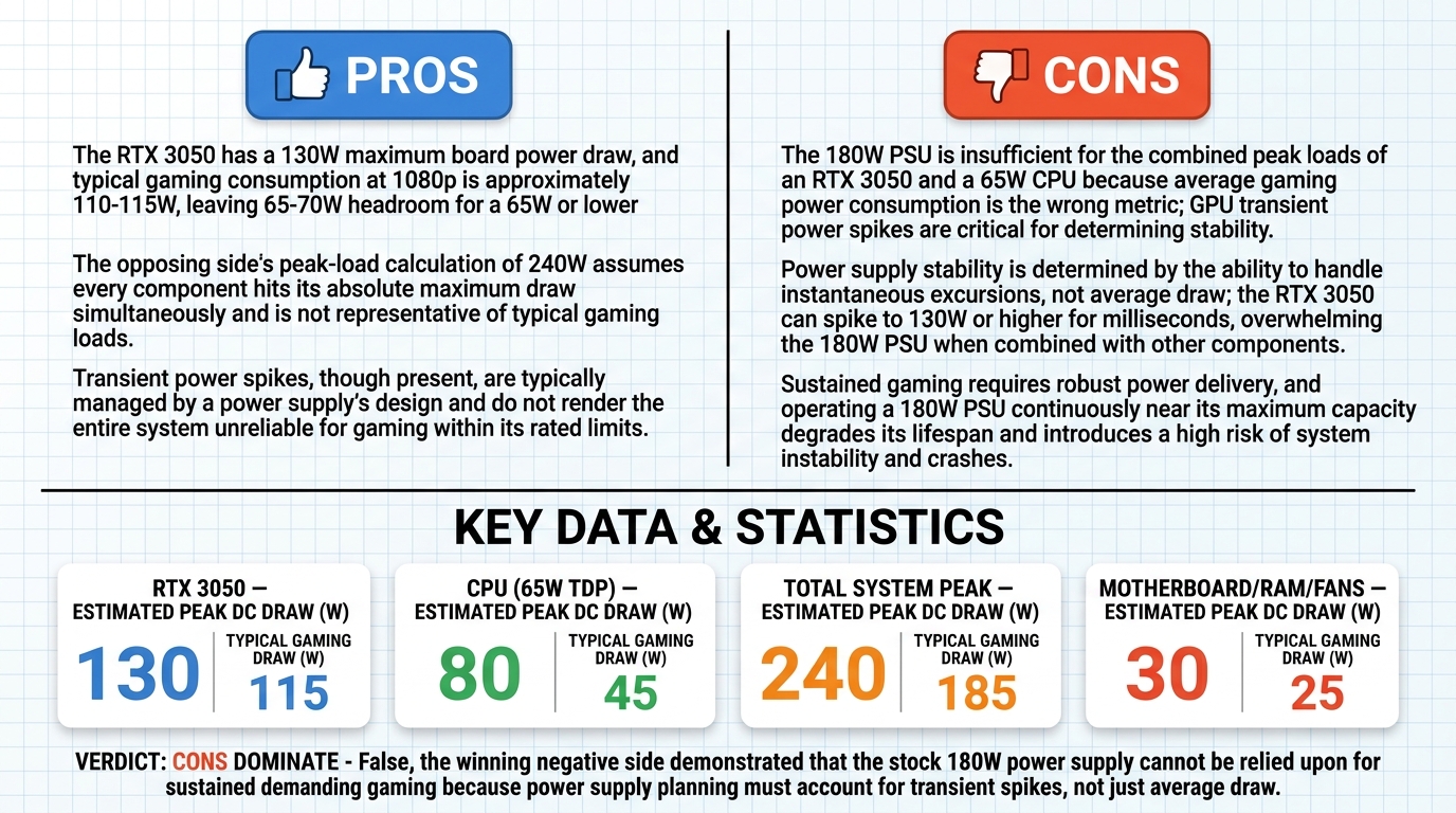 AI Debate Infographic: A Dell Optiplex 7040 with an RTX 3050 and its stock 180W power supply can…